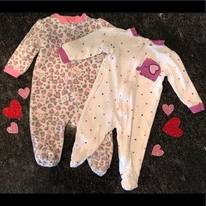 Valentine Heart Print Themed Footed Pijamas